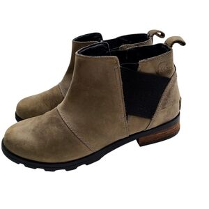 Sorel Emelie Chelsea Waterproof Ankle Boots Size 10.5 Leather